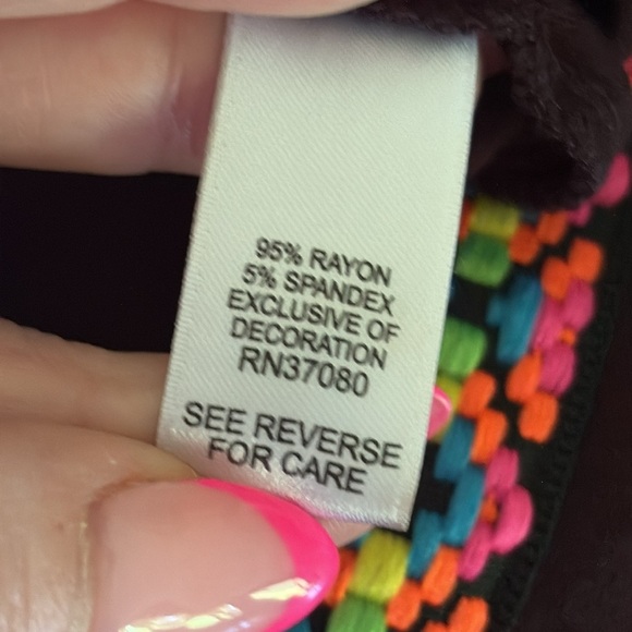 Versona Black Dress with Colorful Trim tassel’s. Size Small. - Picture 12 of 12